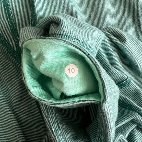 Lululemon Women’s Wunder Under Heathered Wee Stripe Menthol Green Leggings Sz 10 - Picture 5 of 11
